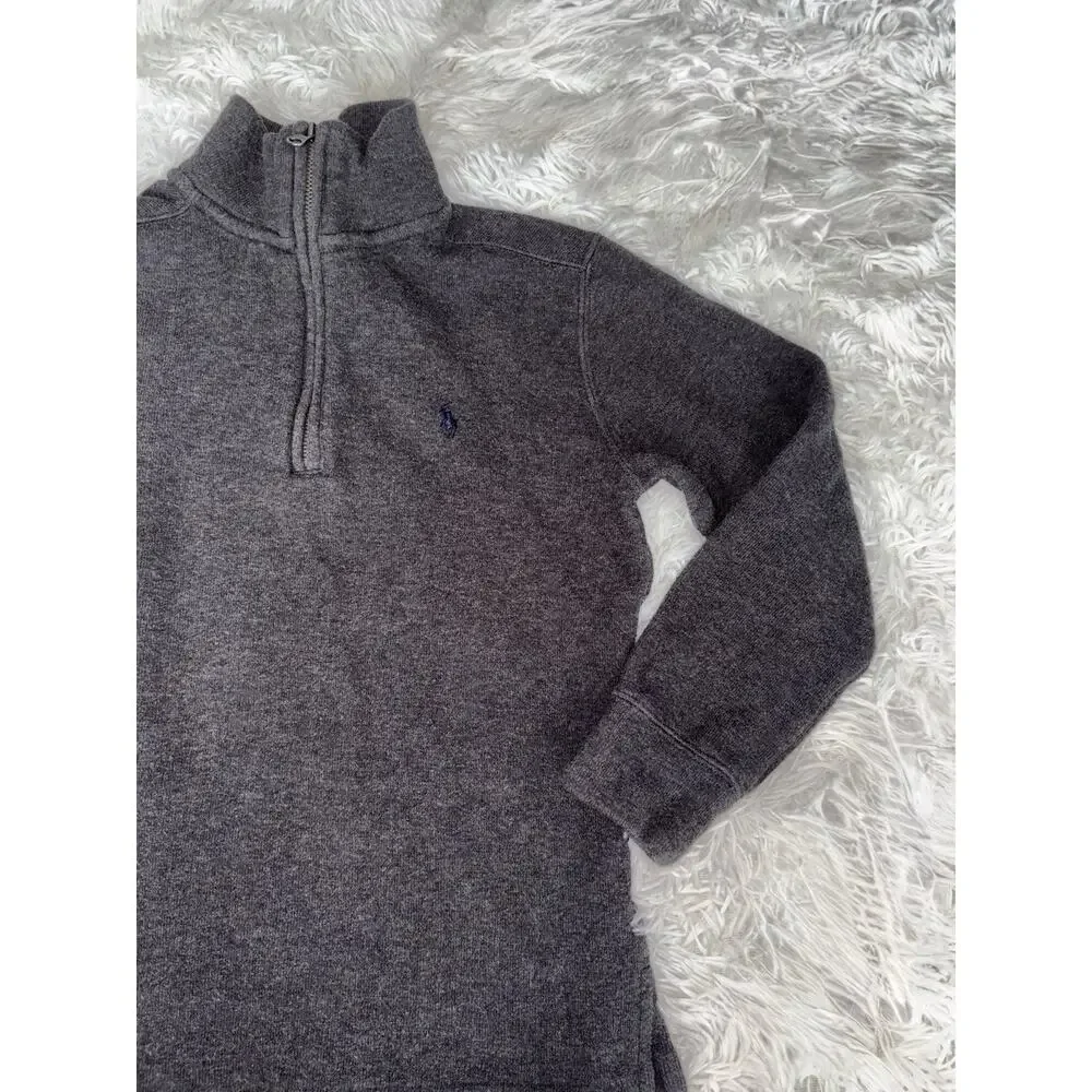 Ralph Lauren Boys 8 Classic 1/4 Zip Charcoal Top. Comf, Exc. Quality